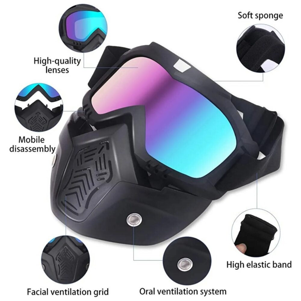 Face Helmet Mask for Bike Riders with Glasses – Anti-Dust & Fog-Proof Protection