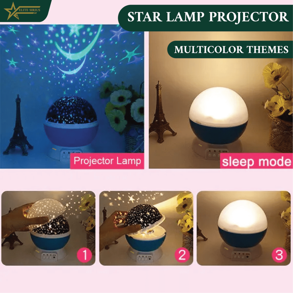 Star Lamp Projector – 360° Rotating Starry Night Light
